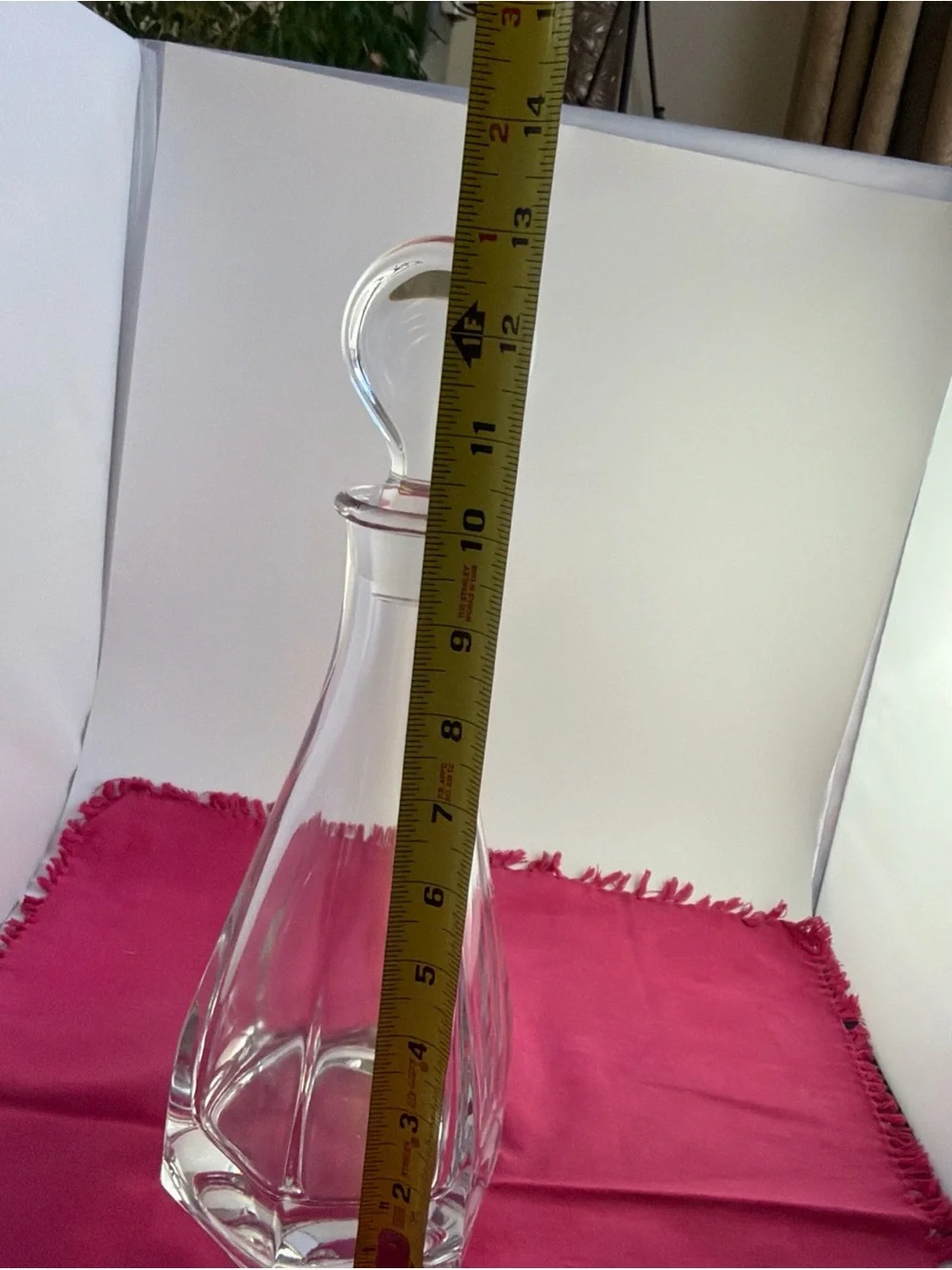 Crystal Decanter With Stopper Heavy 13” tall Modern